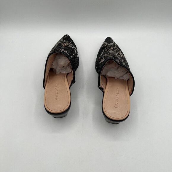Chocolat Blu Women's Leather CLINT Black & Gold Snakeskin Print Mules Size 36 - Picture 4 of 7